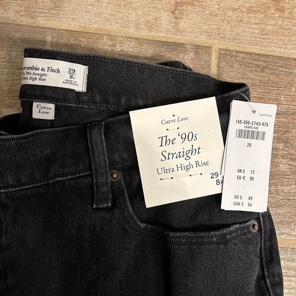 NEW Abercrombie & Fitch Black Curve Love Ultra High Rise 90s Straight Jean - Picture 5 of 6